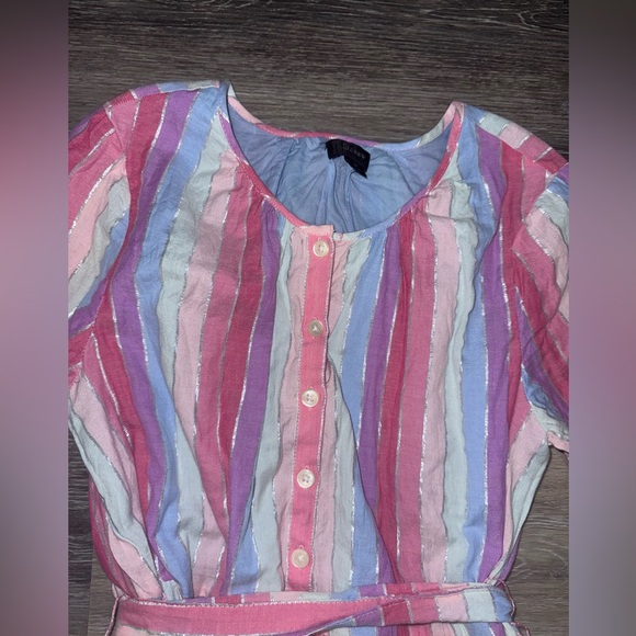 J. Crew Pastel Striped Veda Belted Long Sleeve Dress - Size Medium Petite - Picture 3 of 10